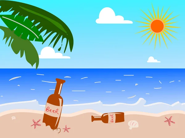 Férias Verão Praia Vetor Ilustração — Vetor de Stock