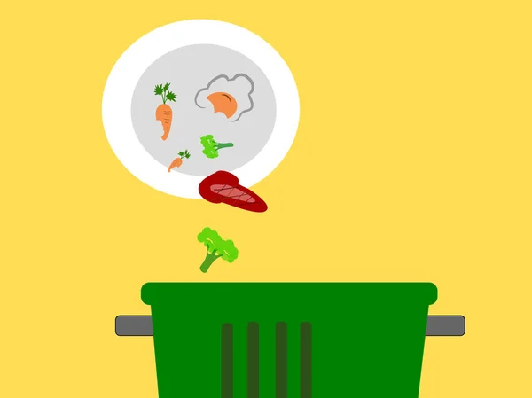 Wast Alimentos Bin Vector Ilustración — Vector de stock