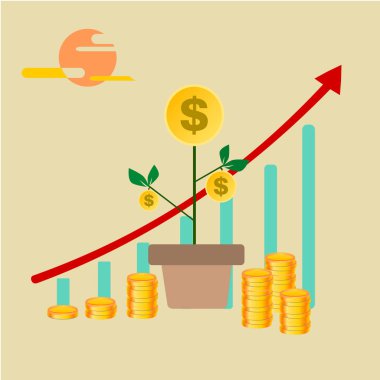 iş büyümeye grafik ile bir altın para ağacı