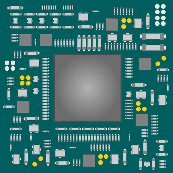 Composants Électroniques Semi Conducteurs Assemblés Sur Carte Circuit Imprimé — Image vectorielle