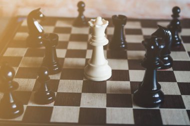 Satranç fikirleri ve iş stratejisi, iş planlayıcısı kavramı için oyun.