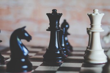 Satranç fikirleri ve iş stratejisi, iş planlayıcısı kavramı için oyun.