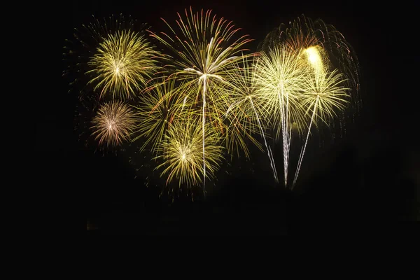 Coloré de feux d'artifice en vacances nouvelle année festival sur ciel noir . — Photo