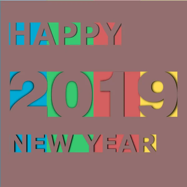 Gott nytt år 2019 på papper kort bakgrund. — Stock vektor