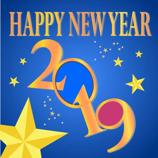 Feliz año nuevo 2019 y felicitaciones Fondo de la tarjeta . — Vector de stock