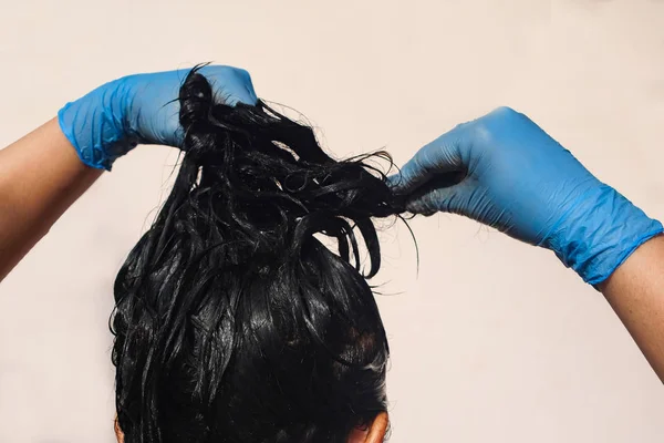 Capelli Fatti Casa Trattamento Con Fango Risolvere Con Capelli Grigi — Foto Stock