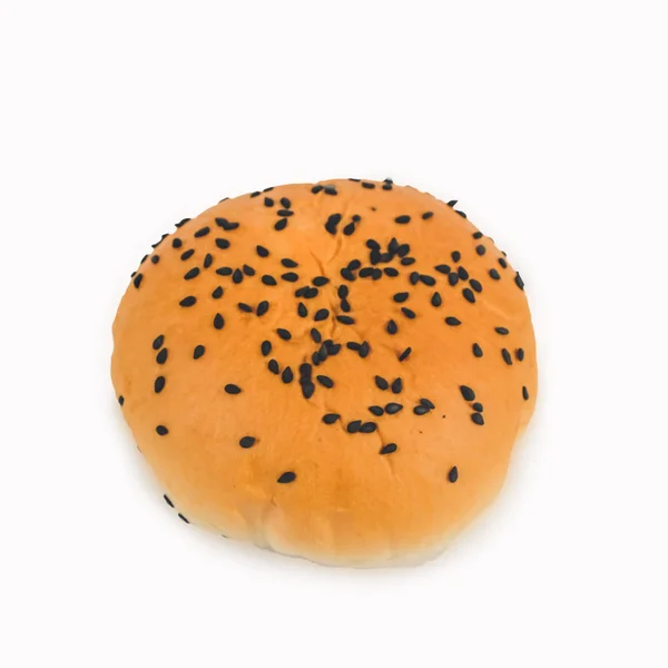 Brot Mit Schwarzem Sesam Isoliert Auf Weißem Hintergrund — Stockfoto