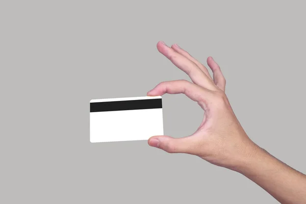 Credit card or debit card in hand,E money concept. — Stock Photo, Image