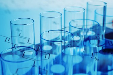 Bilim laboratuarı test tüpleri, laboratuvar ekipmanları.