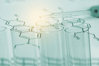 Bilim laboratuarı test tüpleri, laboratuvar ekipmanları.