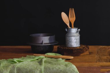 tahta kaşık ve çatal Kupası, Natürmort kavramı.