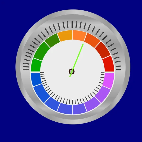 Rating Meters Escala de verde a rojo con flecha . — Vector de stock