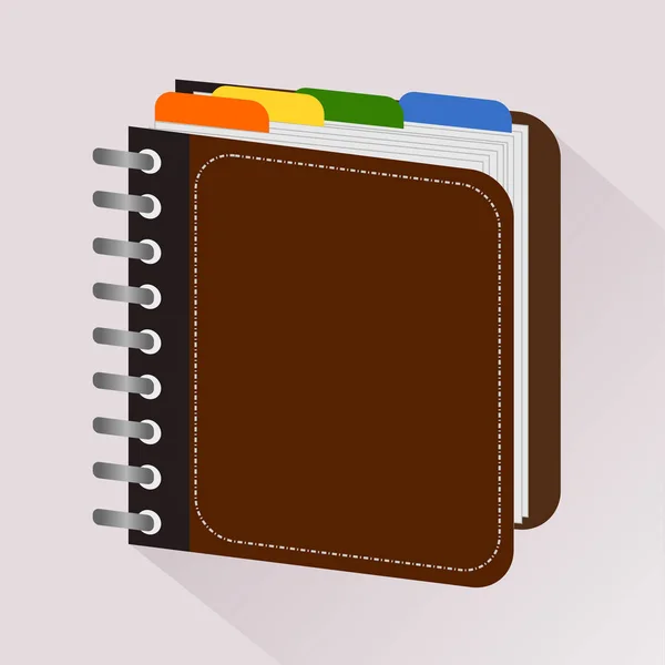 Business planner book with color tag flat icon. — Stock Vector