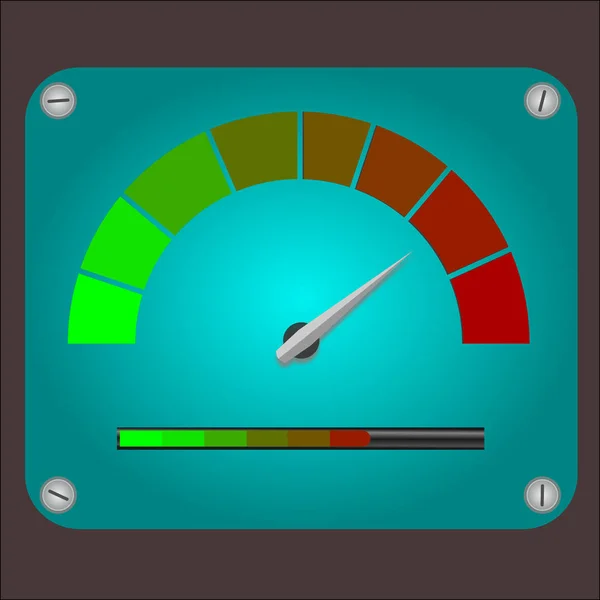 Medidores Escala Verde Rojo Con Flecha Escala — Vector de stock
