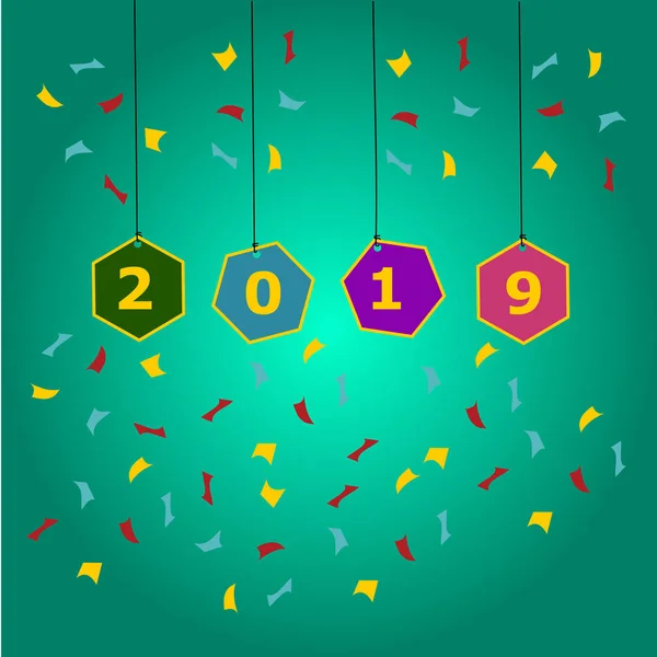 Godt Nytår 2019 og hilsner Kort baggrund . – Stock-vektor