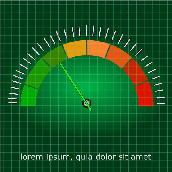 Medidores Escala Verde Rojo Con Flecha Escala — Vector de stock