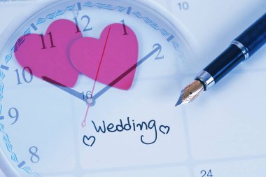 Takvim planlama ve çeşme Hatırlatma Düğün günü için Zaman 