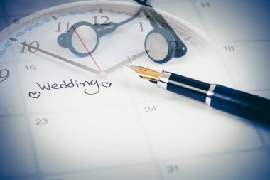 Takvim planlama zaman ve ikili kulak telefonu Hatırlatma Düğün günü