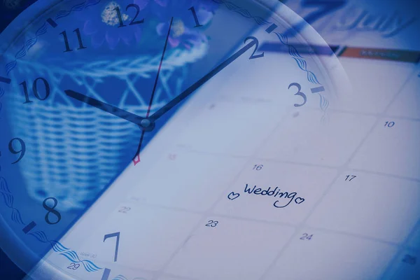 Promemoria giorno del matrimonio nel tempo di pianificazione del calendario con tono di colore . — Foto Stock
