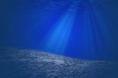 altında derin deniz doğa arka plan ışık ray.
