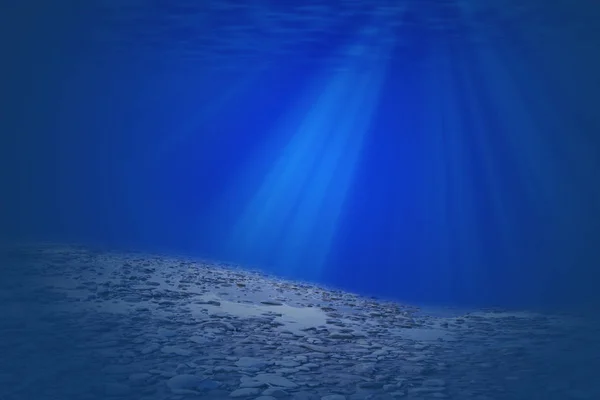 Rayon de lumière dans sous fond de nature d'eau profonde . — Photo