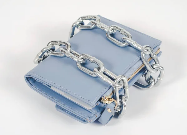 Plånbok lindade runt med kedjan säkerhet pengar Concept. — Stockfoto