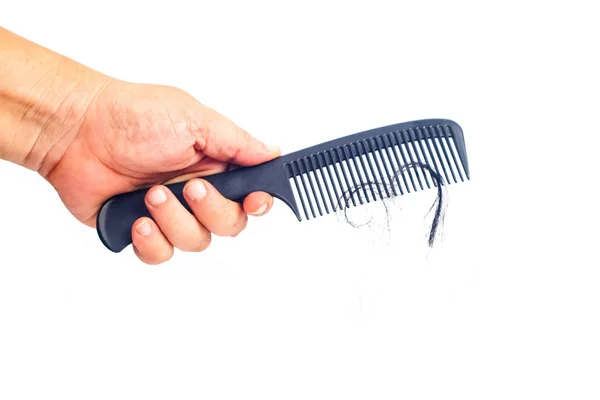 Hand show comb for presentation hair loss problem and looking at — Stock Photo, Image