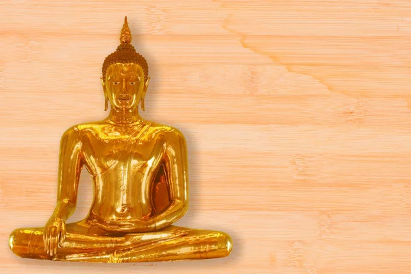 Golden Buddha statue on background religion sign.