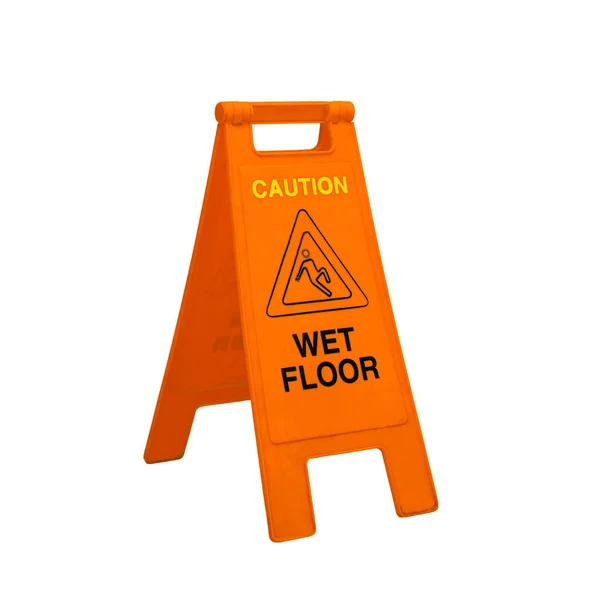 Color caution wet floor signs on white background. — Stock Photo, Image
