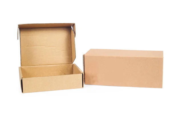 Recycle cardboard storage box isolated on a white background — Stock Photo, Image