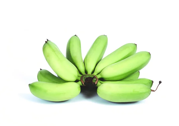 白色背景的绿色香蕉热带水果. — 图库照片