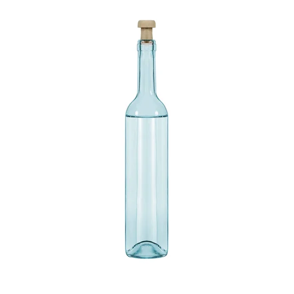 Glazen fles water geïsoleerd op een witte achtergrond. — Stockfoto