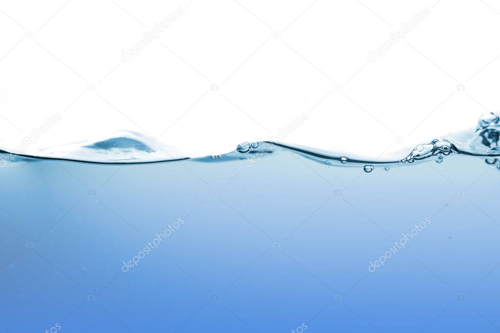 Water splash or water wave with bubbles of air on the background