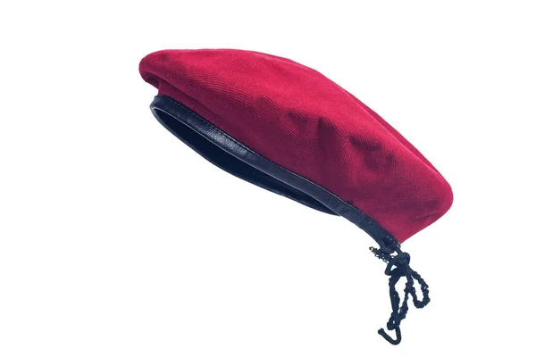 Красный Берет Шляпа Изолированном Фоне — стоковое фото