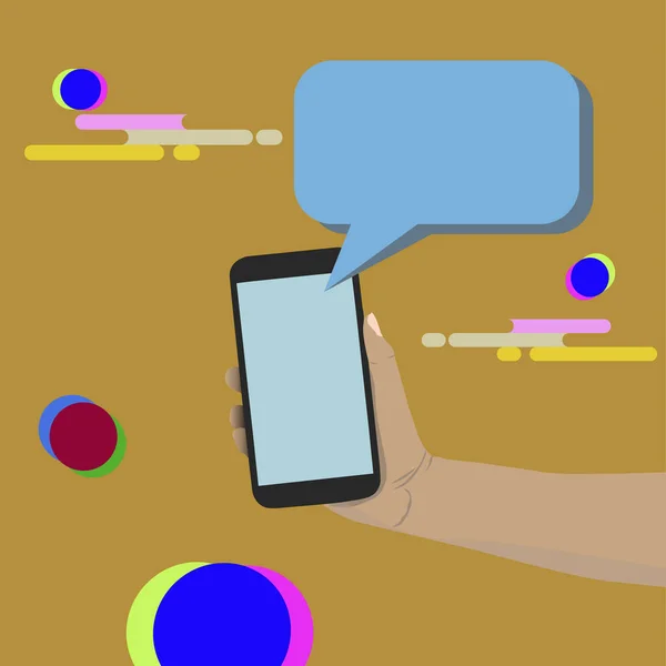 Main Tenir Téléphone Portable Discuter Avec Elle Business Concept — Image vectorielle