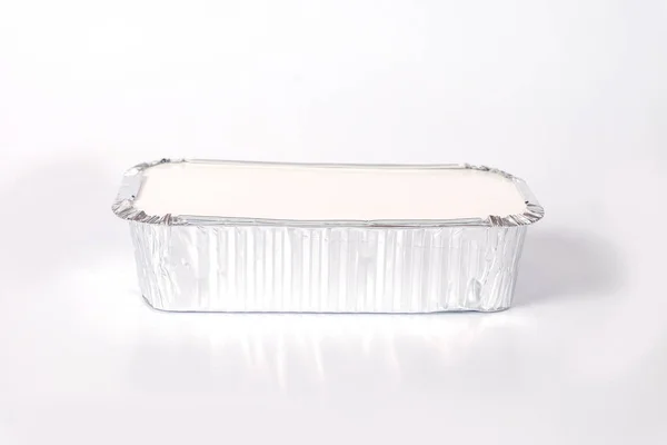 Aluminium Food Box White Background — Stock Photo, Image