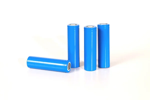 Uppladdningsbart Batteri Storlek 18650 Vit Bakgrund — Stockfoto