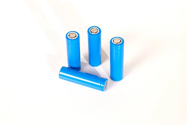 Uppladdningsbart Batteri Storlek 18650 Vit Bakgrund — Stockfoto