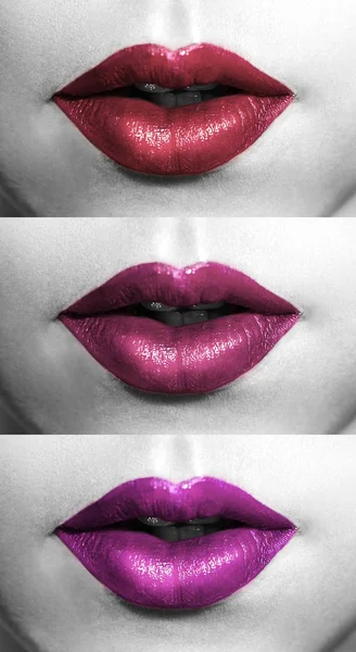 Close-up  lips. Palette violet, dark purple tints. Perfect makeup. Ideal image for the advertisement of the professional cosmetics (lipstick, lipgloss etc).