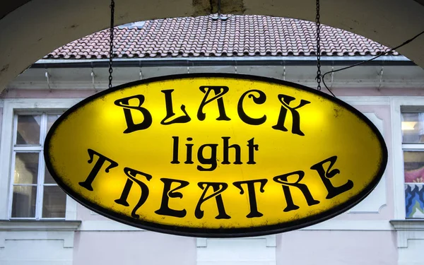 Prag Tschechische Republik Februar 2016 Das Schild Schwarzlichttheater Neben Dem — Stockfoto