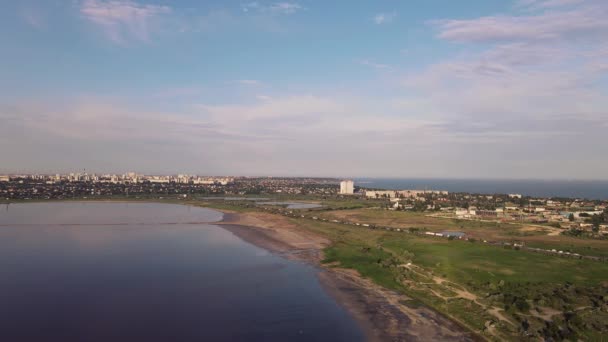 Vuelo Sobre Estuario Atardecer Vista Aérea — Vídeos de Stock