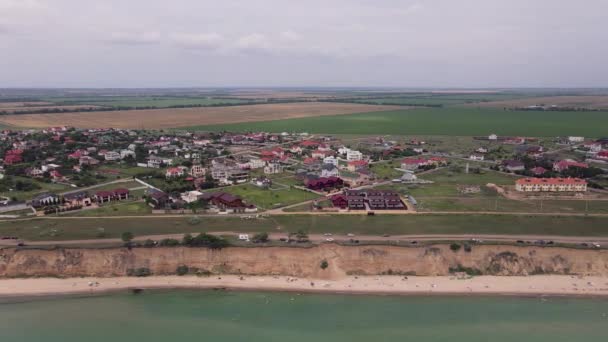 Puesta Sol Sobre Pueblo Vista Aérea — Vídeo de stock