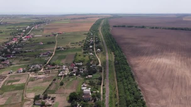 Puesta Sol Sobre Pueblo Vista Aérea — Vídeo de stock