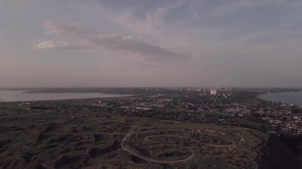 Sonnenuntergang Über Dem Dorf Luftaufnahme — Stockvideo