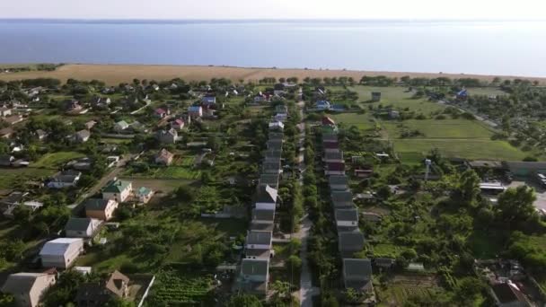 Vuelo Sobre Campo Con Trigo Pueblo Ucraniano — Vídeo de stock