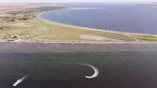 Acampar Estuario Vacaciones Verano Vista Aérea — Vídeos de Stock