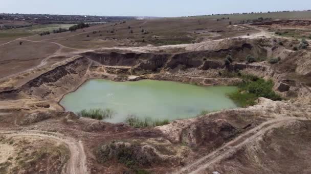 Pedreira Inundada Bush Mineração Quarrying Vista Aérea — Vídeo de Stock