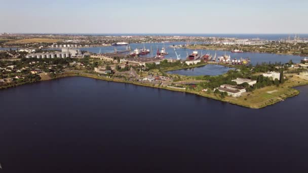 Port Naprawczy Statku Morze Czarne Widok Powietrza — Wideo stockowe
