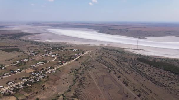 Vista Aérea Campo Árido Pueblo Ucraniano — Vídeos de Stock