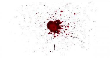 Kırmızı boya damlaları. Kan sıçrama seti. Korku Filmi Efektleri